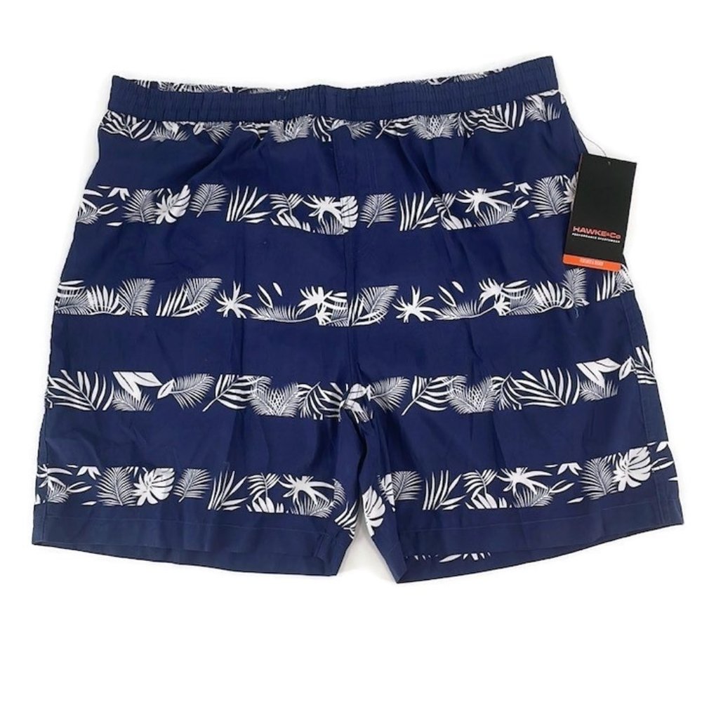 Hawke & Co Navy Tropical Stripe Swim Trunks Men's XL 40W